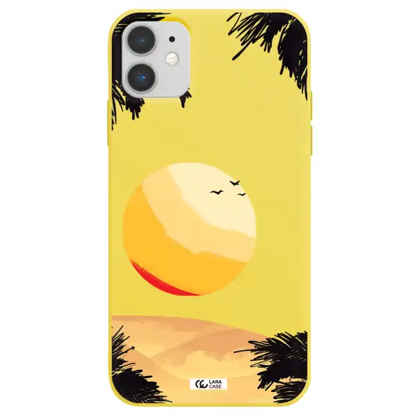 Sunset On The Beach Apple iPhone 11 Silicone canary yellow Case