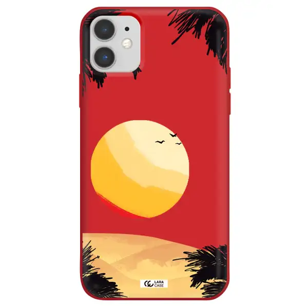 Sunset On The Beach Apple iPhone 11 Silicone Imperial Red Case