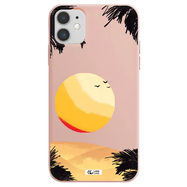 Sunset On The Beach Apple iPhone 11 Silicone pastel pink Case