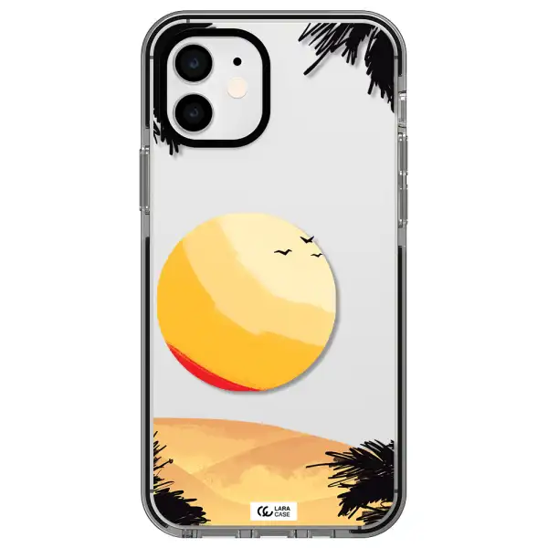Sunset On The Beach Apple iPhone 12 impact black border Case