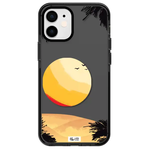 Sunset On The Beach Apple iPhone 12 mini impact Smoke Black Case