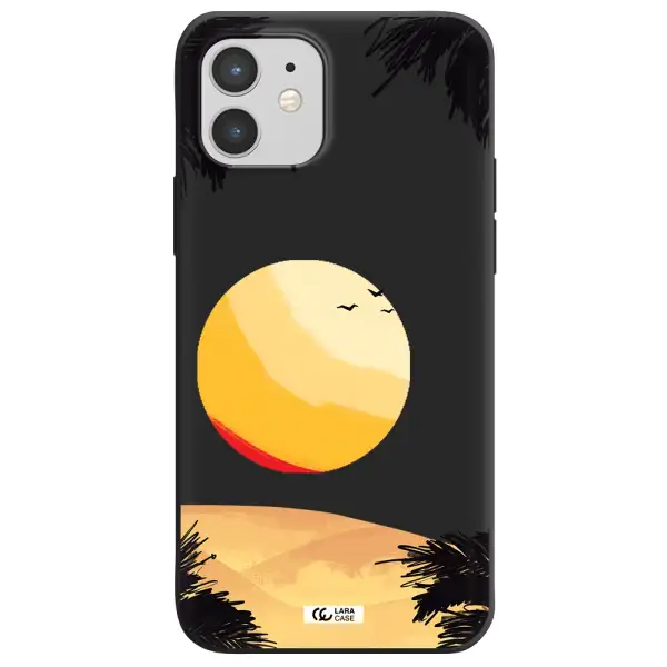 Sunset On The Beach Apple iPhone 12 mini Silicone black Case