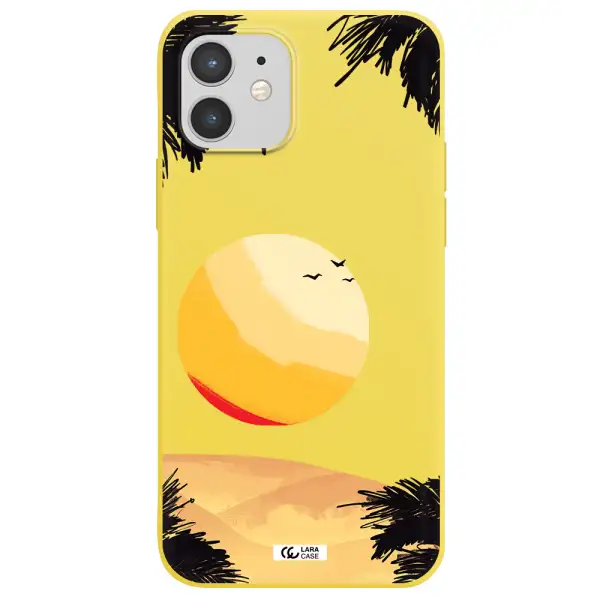 Sunset On The Beach Apple iPhone 12 mini Silicone canary yellow Case