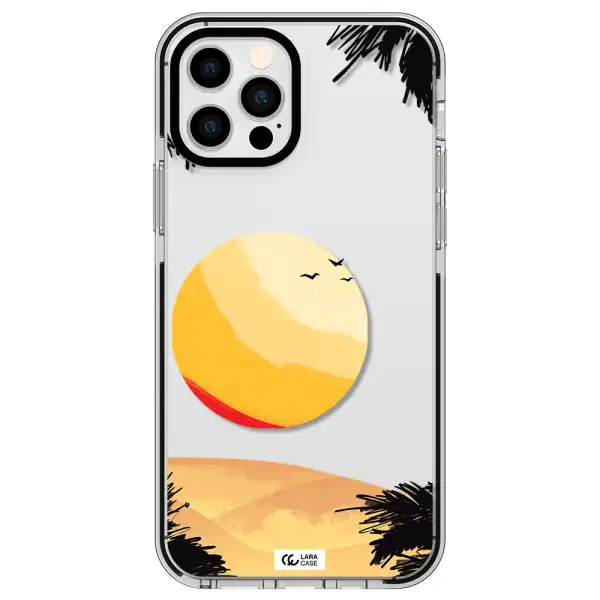 Sunset On The Beach Apple iPhone 12 pro impact black border Case