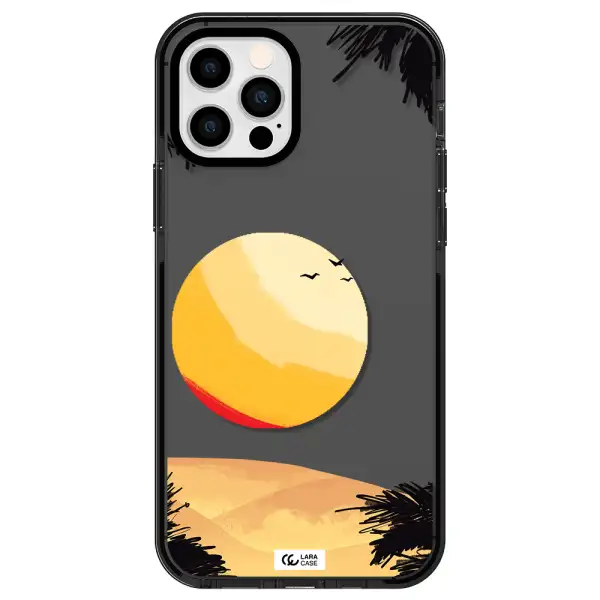 Sunset On The Beach Apple iPhone 12 pro impact Smoke Black Case