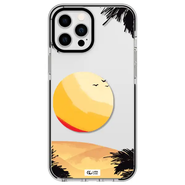 Sunset On The Beach Apple iPhone 12 pro max impact black border Case
