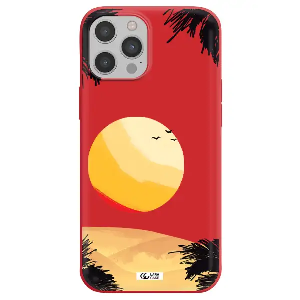 Sunset On The Beach Apple iPhone 12 pro Silicone Imperial Red Case