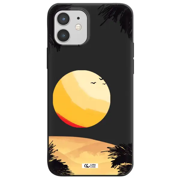 Sunset On The Beach Apple iPhone 12 Silicone black Case