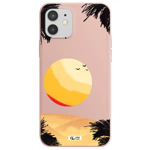 Sunset On The Beach Apple iPhone 12 Silicone pastel pink Case