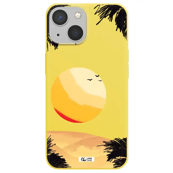 Sunset On The Beach Apple iPhone 13 mini Silicone canary yellow Case