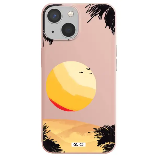 Sunset On The Beach Apple iPhone 13 mini Silicone pastel pink Case