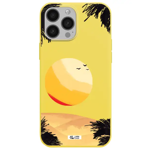 Sunset On The Beach Apple iPhone 13 Pro Silicone canary yellow Case