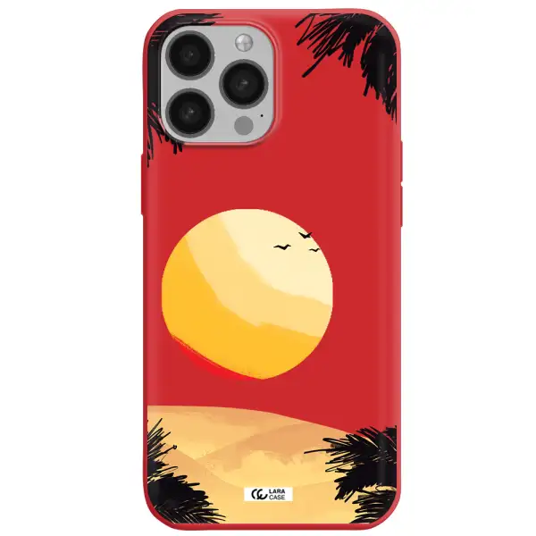 Sunset On The Beach Apple iPhone 13 Pro Silicone Imperial Red Case