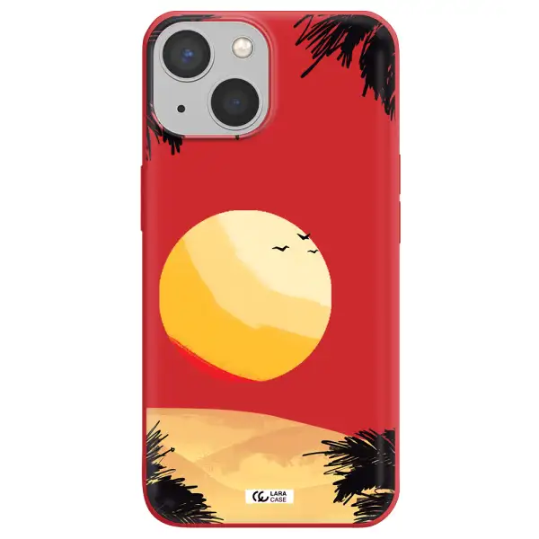 Sunset On The Beach Apple iPhone 13 Silicone Imperial Red Case