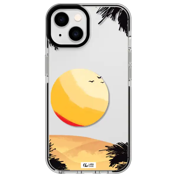 Sunset On The Beach Apple iPhone 14 impact black border Case