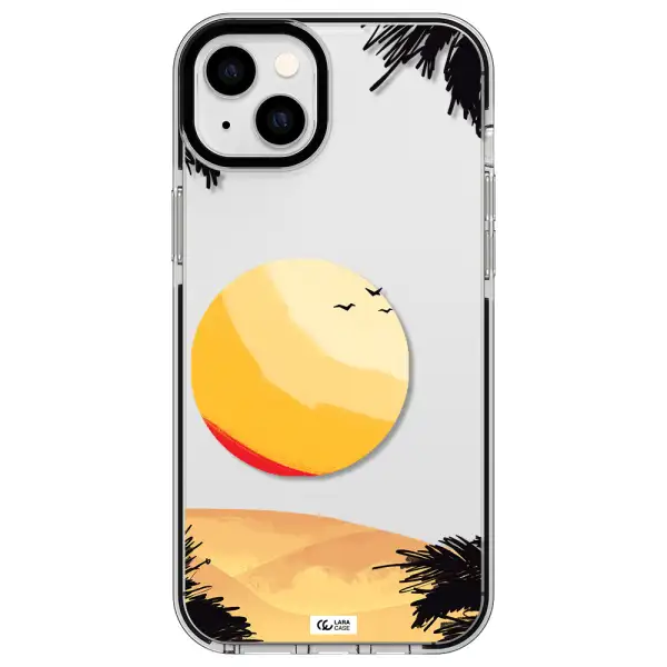 Sunset On The Beach Apple iPhone 14 plus impact black border Case