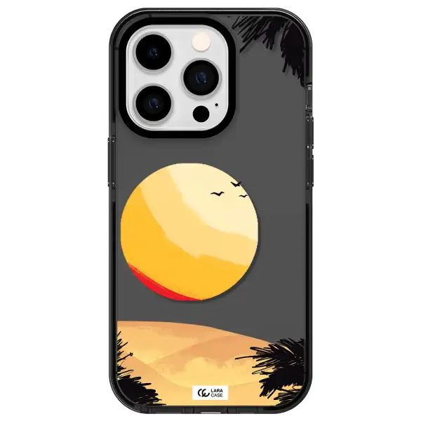 Sunset On The Beach Apple iPhone 14 pro impact Smoke Black Case