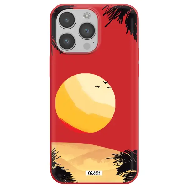 Sunset On The Beach Apple iPhone 14 pro max Silicone Imperial Red Case