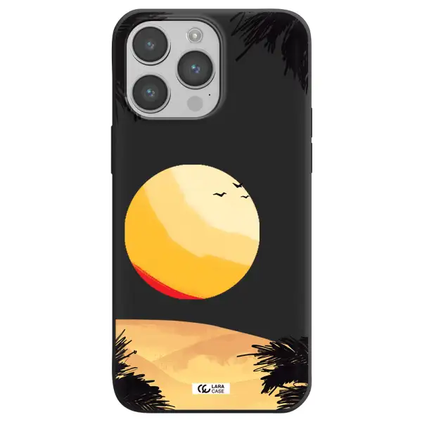 Sunset On The Beach Apple iPhone 14 pro Silicone black Case