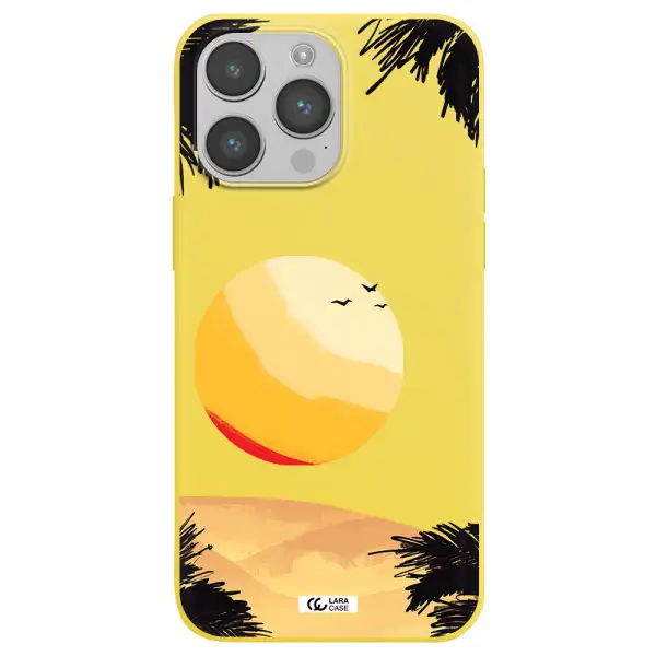 Sunset On The Beach Apple iPhone 14 pro Silicone canary yellow Case