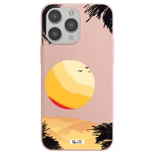 Sunset On The Beach Apple iPhone 14 pro Silicone pastel pink Case