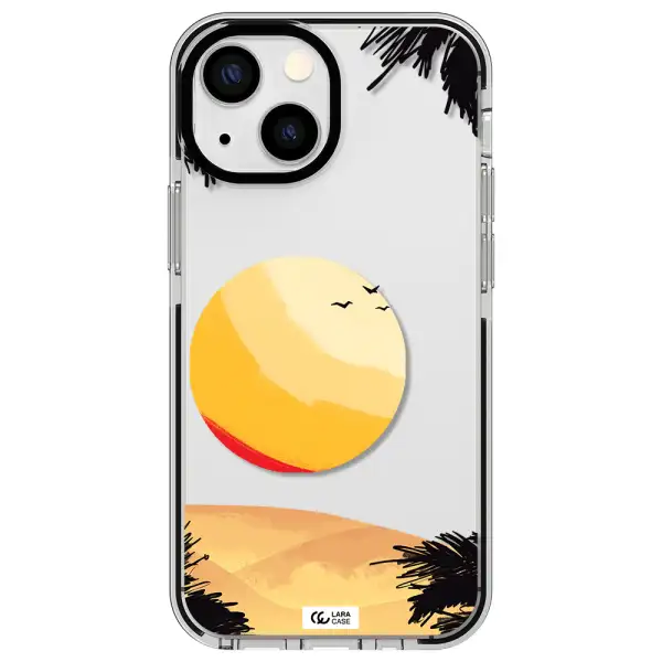 Sunset On The Beach Apple iPhone 15 impact black border Case
