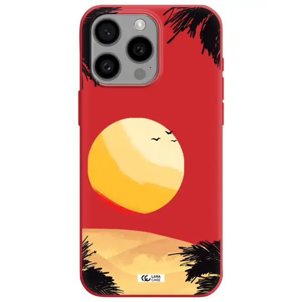 Sunset On The Beach Apple Iphone 15 Pro Max Silicone Imperial Red Case