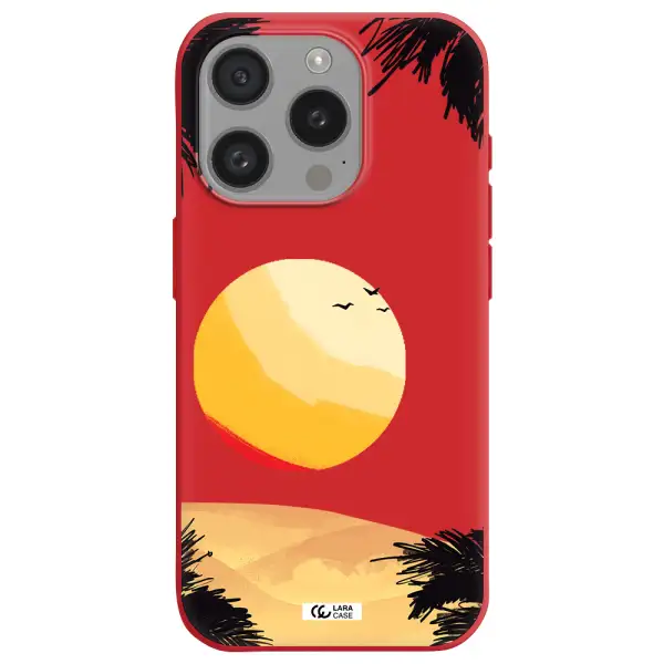 Sunset On The Beach Apple Iphone 15 Pro Silicone Imperial Red Case