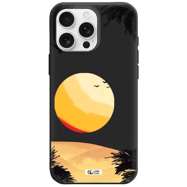 Sunset On The Beach Apple Iphone 16 Pro Max Silicone Black Case