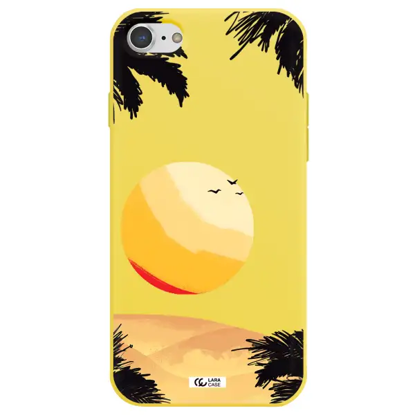 Sunset On The Beach Apple iPhone 7 Silicone canary yellow Case