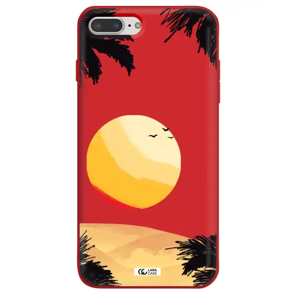 Sunset On The Beach Apple iPhone 8 plus Silicone Imperial Red Case
