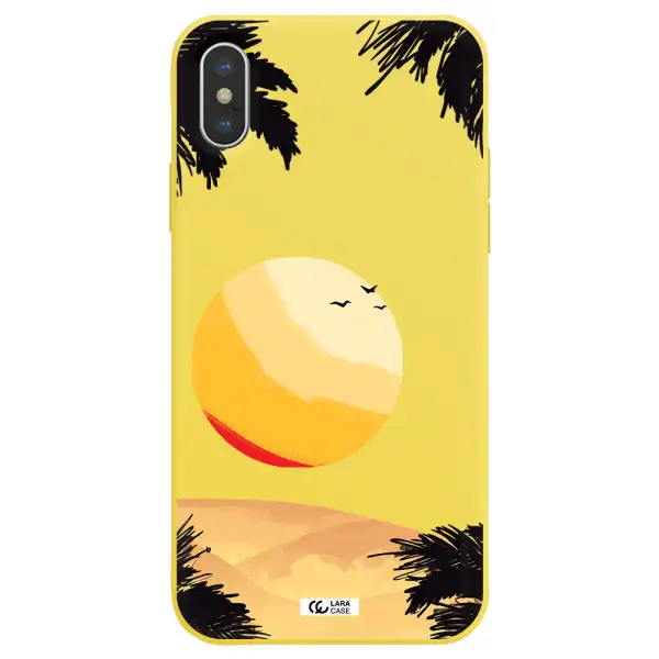 Sunset On The Beach Apple iPhone X Silicone canary yellow Case