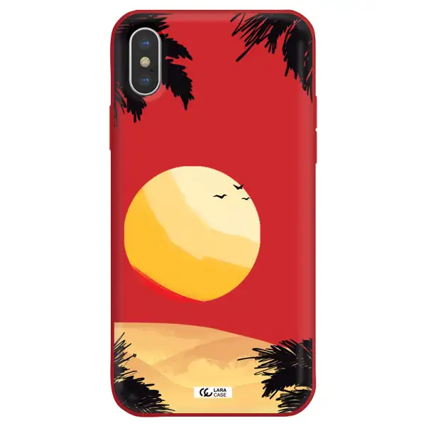 Sunset On The Beach Apple iPhone X Silicone Imperial Red Case