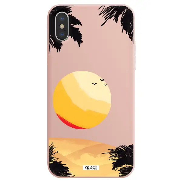 Sunset On The Beach Apple iPhone X Silicone pastel pink Case