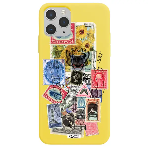 Stamp Collection Apple iPhone 11 pro max Silicone canary yellow Case