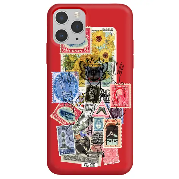 Stamp Collection Apple iPhone 11 pro max Silicone Imperial Red Case