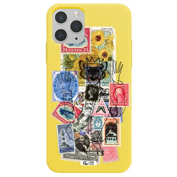 Stamp Collection Apple iPhone 11 pro Silicone canary yellow Case