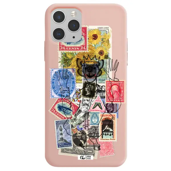 Stamp Collection Apple iPhone 11 pro Silicone pastel pink Case