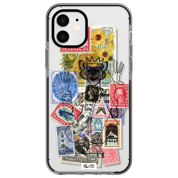 Stamp Collection Apple iPhone 12 impact black border Case