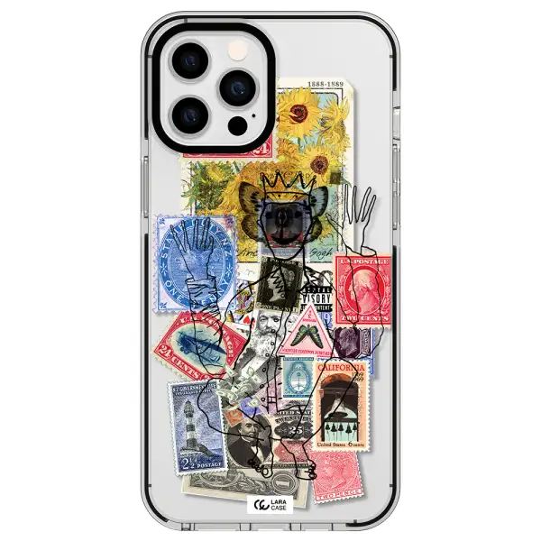 Stamp Collection Apple iPhone 12 pro max impact black border Case