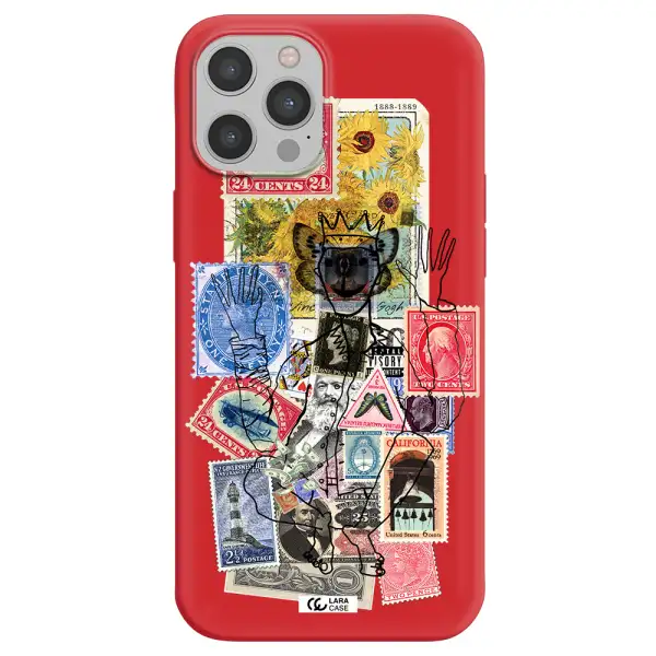 Stamp Collection Apple iPhone 12 pro Silicone Imperial Red Case