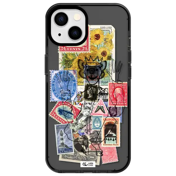 Stamp Collection Apple iPhone 13 impact Smoke Black Case