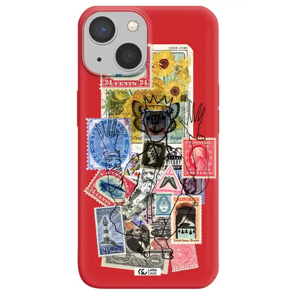 Stamp Collection Apple iPhone 13 Silicone Imperial Red Case