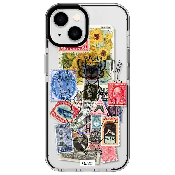 Stamp Collection Apple iPhone 14 impact black border Case