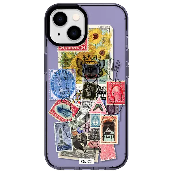 Stamp Collection Apple iPhone 14 impact Lilac Case