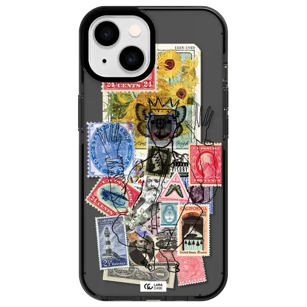 Stamp Collection Apple iPhone 14 impact Smoke Black Case