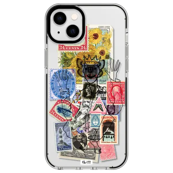 Stamp Collection Apple iPhone 14 plus impact black border Case