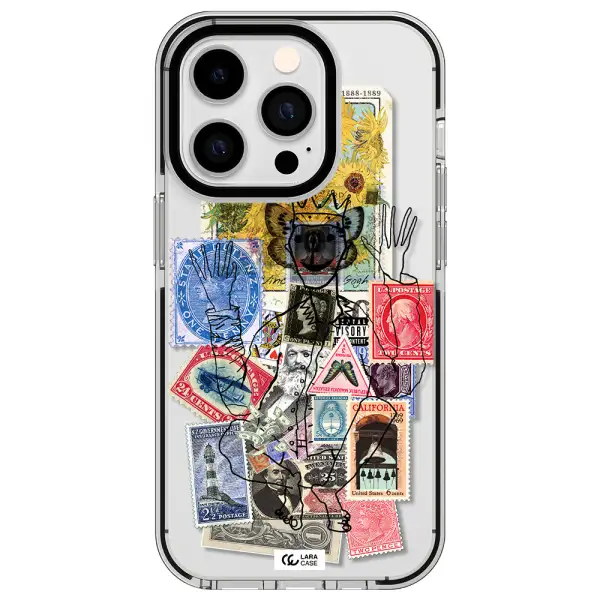 Stamp Collection Apple iPhone 14 pro impact black border Case