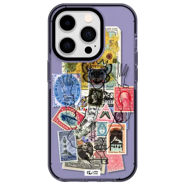 Stamp Collection Apple iPhone 14 pro impact Lilac Case