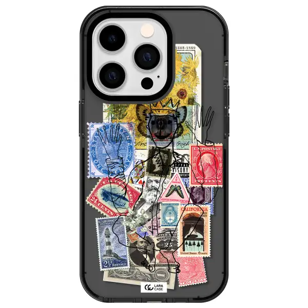 Stamp Collection Apple iPhone 14 pro impact Smoke Black Case